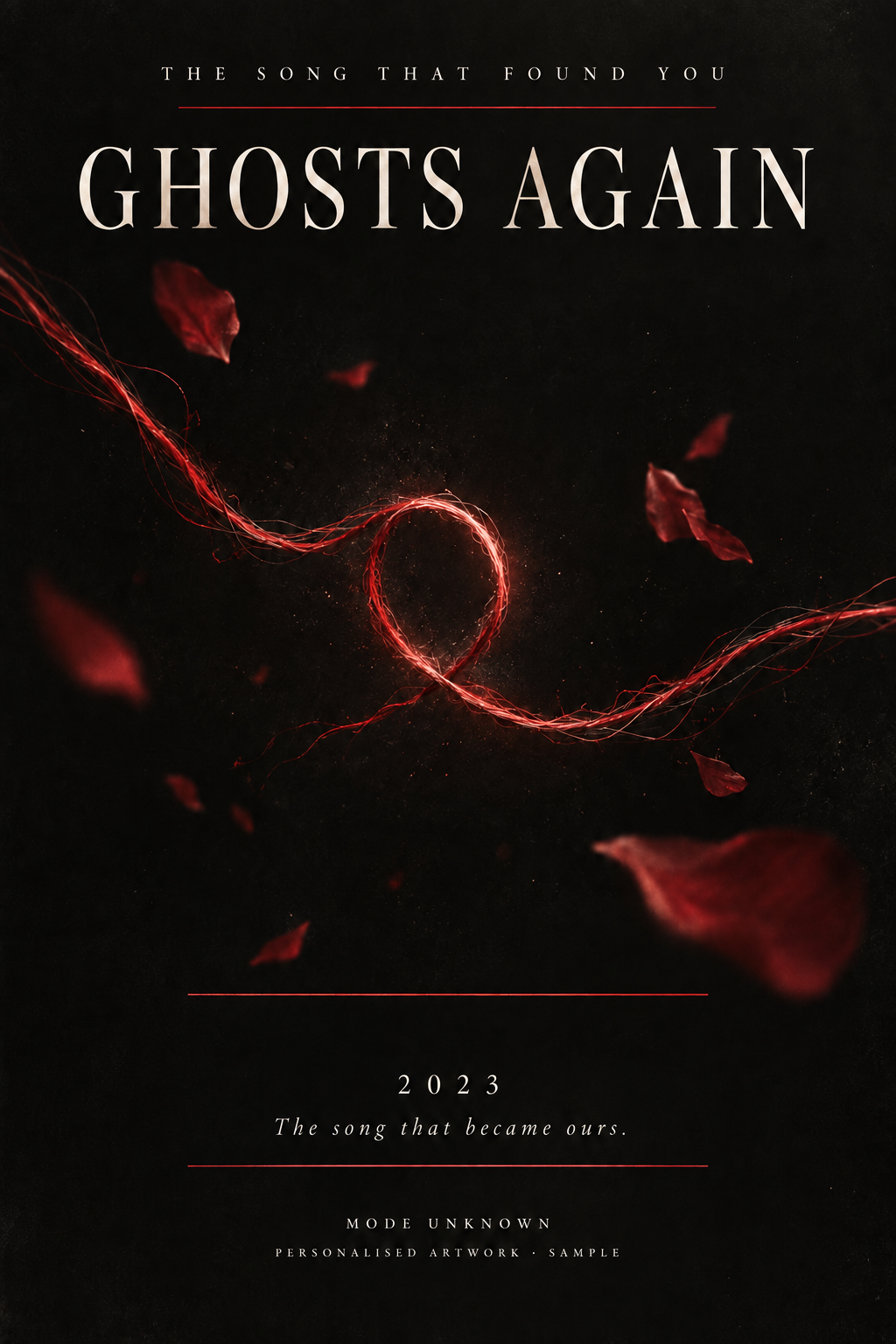 Glowing crimson threads and floating petals: the original studio artwork.