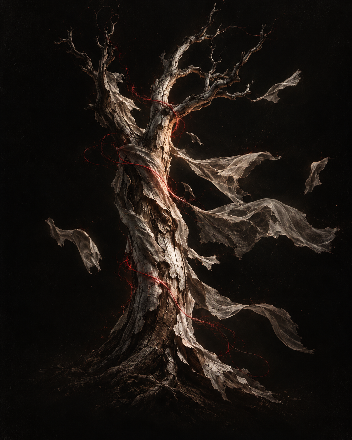 Layers fall away. What remains is exposed, textured and alive.