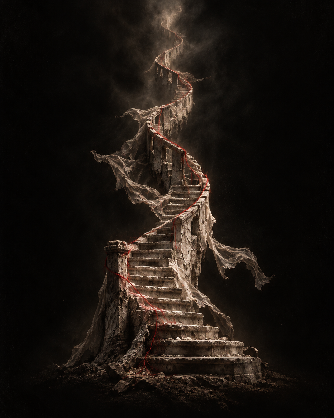 A staircase disappears into the space beyond sight.